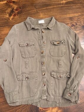 Altar'd State Olive Green Utility Button-Up Jacket